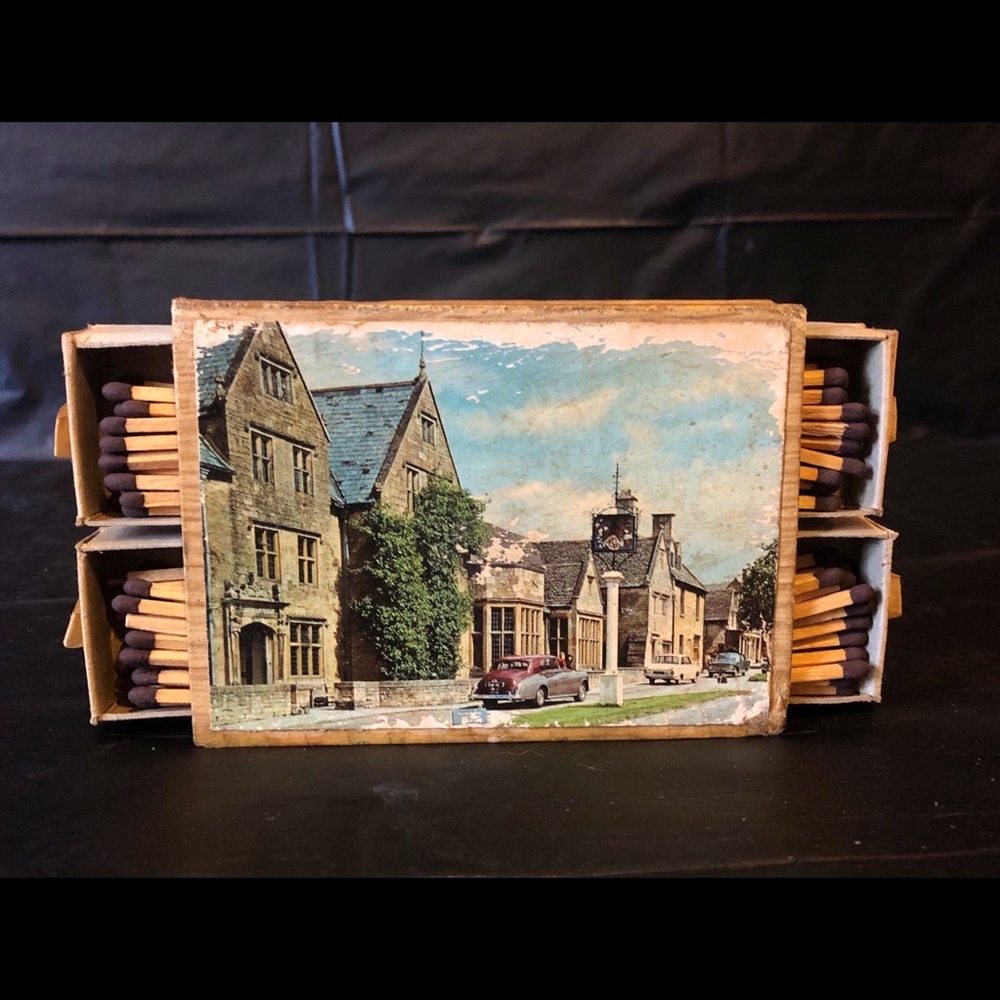 British rare Wood box matches circa 1940 + old British tin